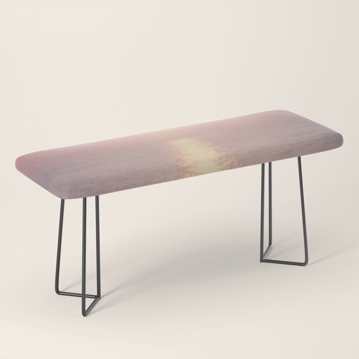 Golden Sunset - Aerial Ocean - Rose Pink Sky - Horizon - Sea Travel photography by Ingrid Beddoes Bench Gallery Image 1