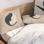 Yin Yang Cats Illustration Pillow Sham Gallery Image 2