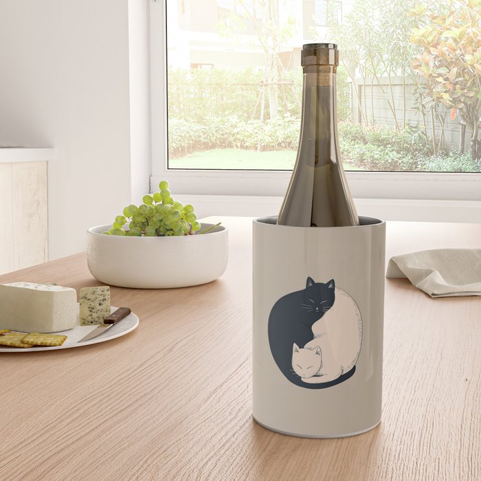 Yin Yang Cats Illustration Wine Chiller Gallery Image 4