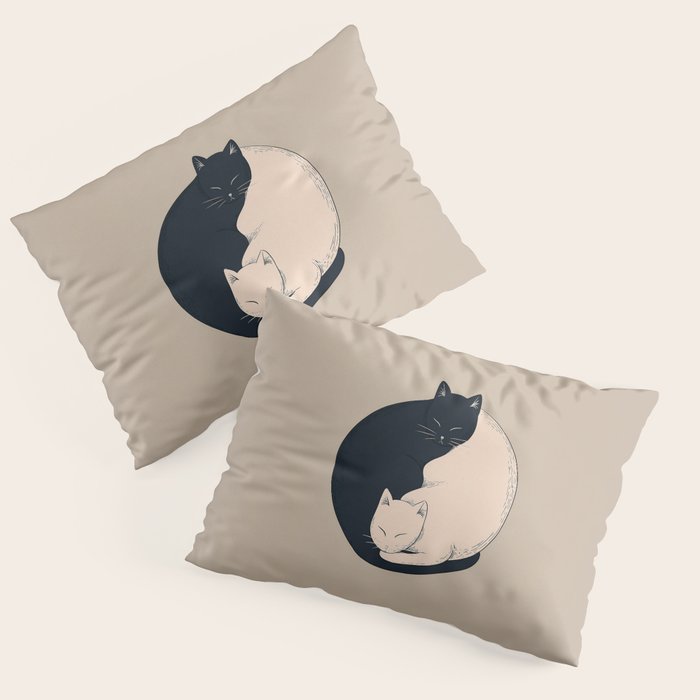 Yin Yang Cats Illustration Pillow Sham Gallery Image 3