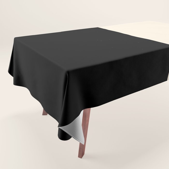 Stripe Black and Cream Half Half Minimal Modern Color Block Pattern Tablecloth Gallery Image 1
