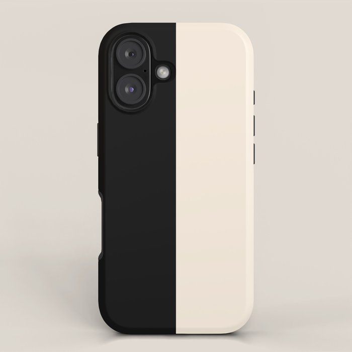 Stripe Black and Cream Half Half Minimal Modern Color Block Pattern iPhone Case Gallery Image 1