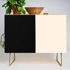 Stripe Black and Cream Half Half Minimal Modern Color Block Pattern Credenza Gallery Image 1