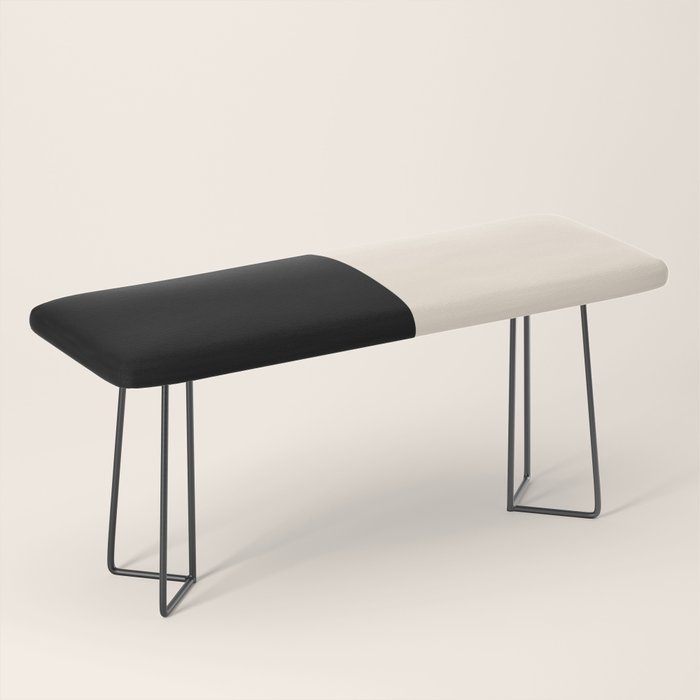 Stripe Black and Cream Half Half Minimal Modern Color Block Pattern Bench Gallery Image 1