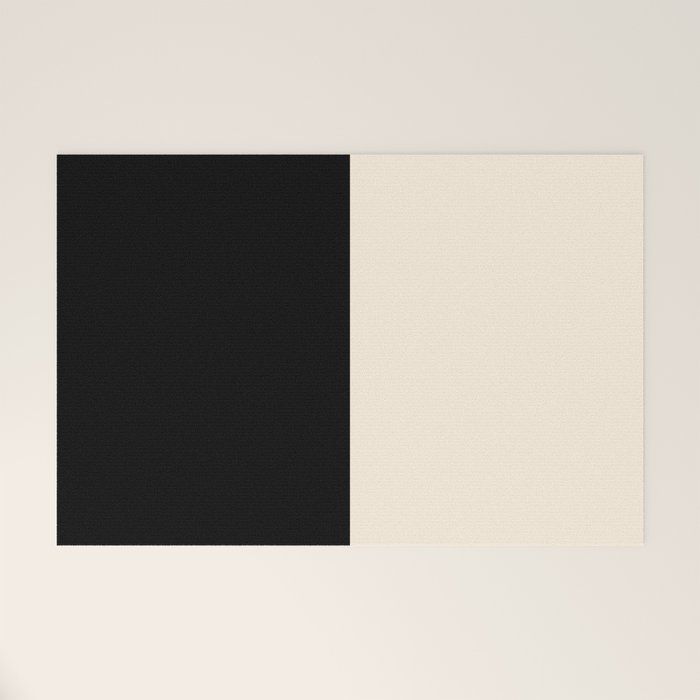 Stripe Black and Cream Half Half Minimal Modern Color Block Pattern Welcome Mat Gallery Image 1