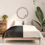 Stripe Black and Cream Half Half Minimal Modern Color Block Pattern Comforter Gallery Image 3