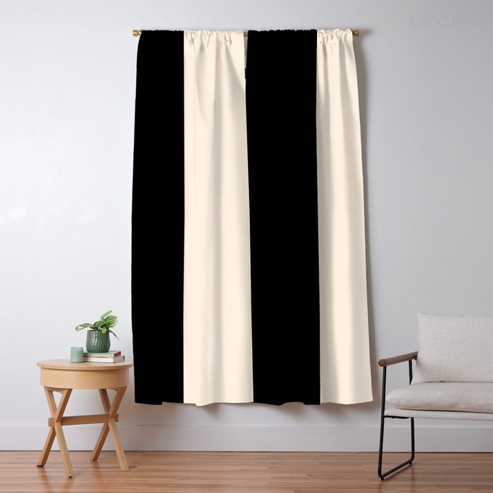 Stripe Black and Cream Half Half Minimal Modern Color Block Pattern Window Curtain Gallery Image 5