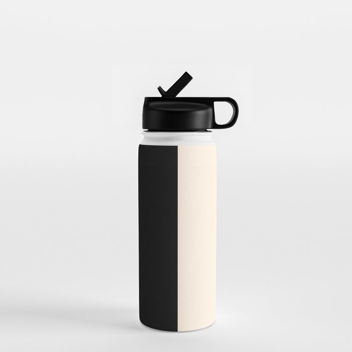 Stripe Black and Cream Half Half Minimal Modern Color Block Pattern Water Bottle Gallery Image 1