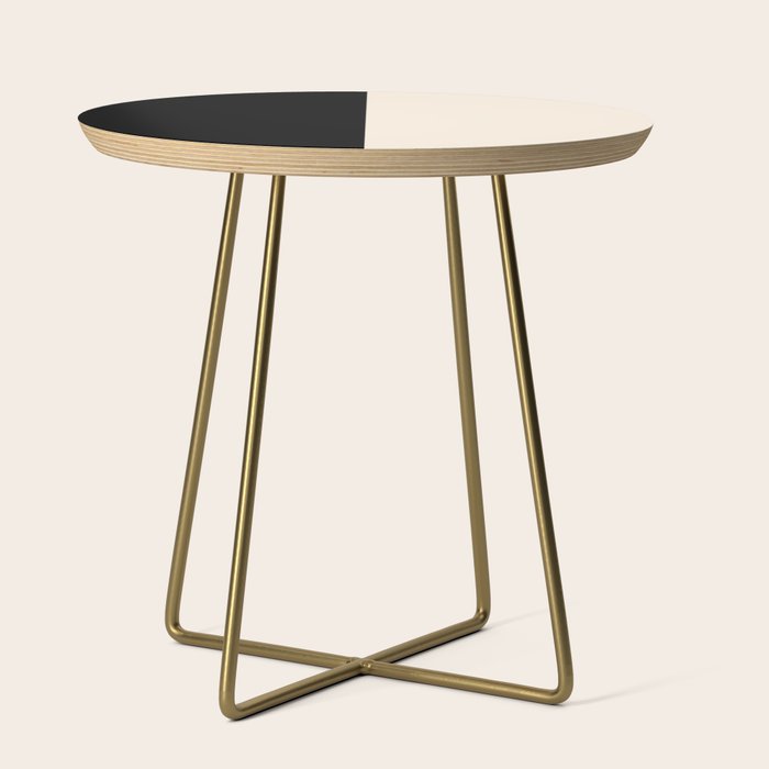 Stripe Black and Cream Half Half Minimal Modern Color Block Pattern Side Table Gallery Image 1