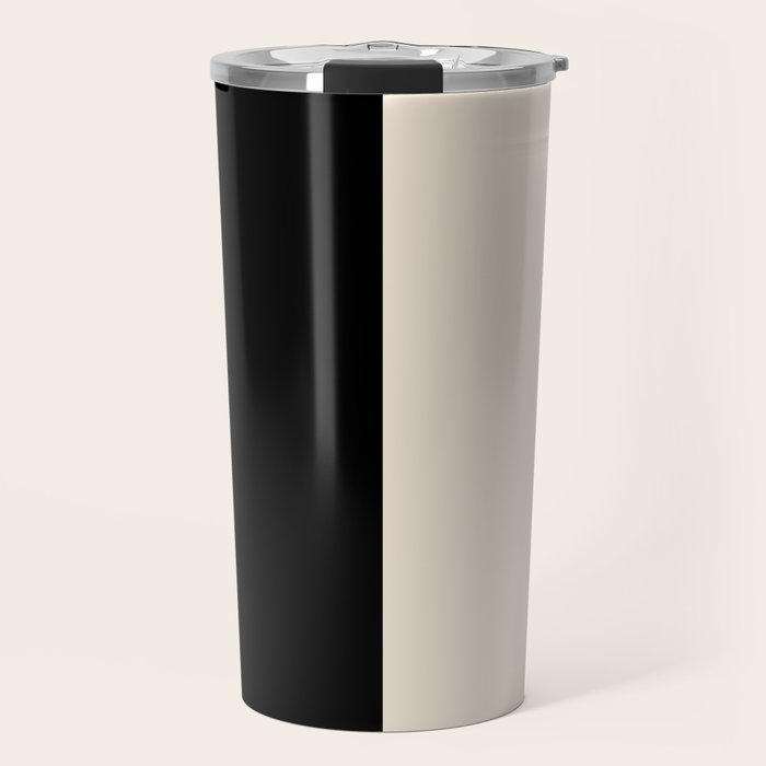 Stripe Black and Cream Half Half Minimal Modern Color Block Pattern Travel Mug Gallery Image 1