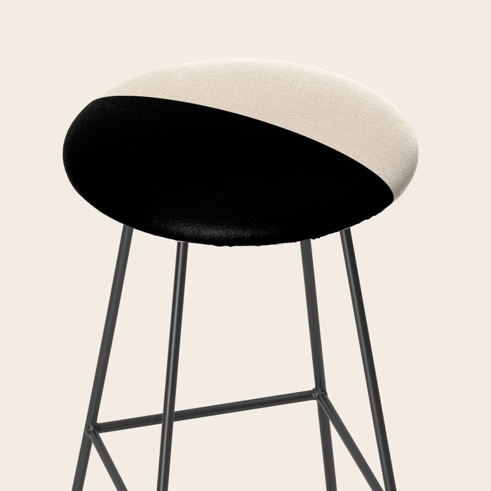 Stripe Black and Cream Half Half Minimal Modern Color Block Pattern Stool Gallery Image 2