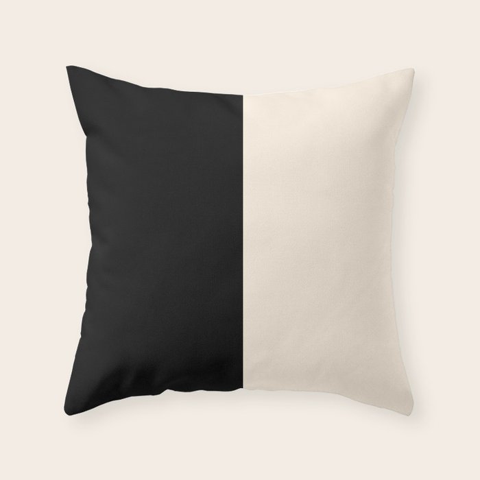 Stripe Black and Cream Half Half Minimal Modern Color Block Pattern Throw Pillow Gallery Image 6