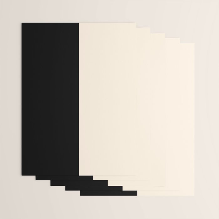 Stripe Black and Cream Half Half Minimal Modern Color Block Pattern Wrapping Paper Gallery Image 3