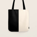 Stripe Black and Cream Half Half Minimal Modern Color Block Pattern Tote Bag Gallery Image 1