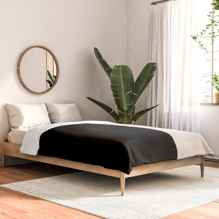 Stripe Black and Cream Half Half Minimal Modern Color Block Pattern Comforter Gallery Image 2
