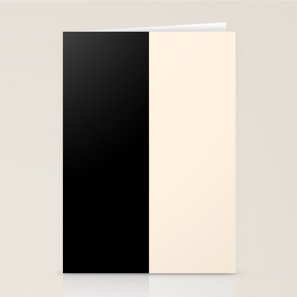 Stripe Black and Cream Half Half Minimal Modern Color Block Pattern Stationery Card Gallery Image 2