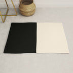 Stripe Black and Cream Half Half Minimal Modern Color Block Pattern Rug Gallery Image 1