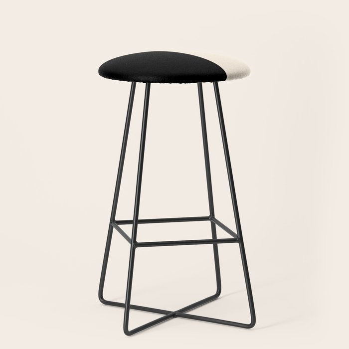 Stripe Black and Cream Half Half Minimal Modern Color Block Pattern Stool Gallery Image 1