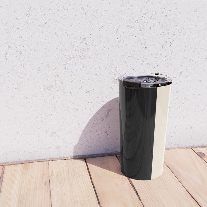 Stripe Black and Cream Half Half Minimal Modern Color Block Pattern Travel Mug Gallery Image 4
