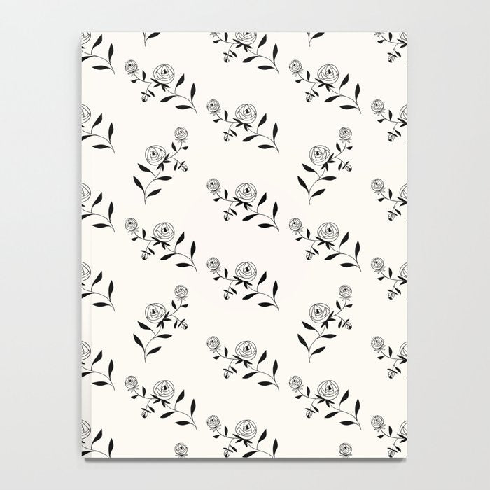 Abstract Rose Pattern - Black and Ivory Notebook Gallery Image 4