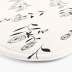 Abstract Rose Pattern - Black and Ivory Bath Mat Gallery Image 3