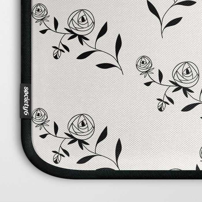 Abstract Rose Pattern - Black and Ivory Laptop Sleeve Gallery Image 3