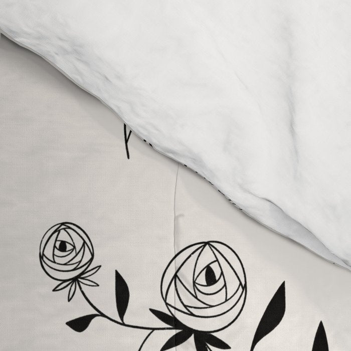 Abstract Rose Pattern - Black and Ivory Comforter Gallery Image 4