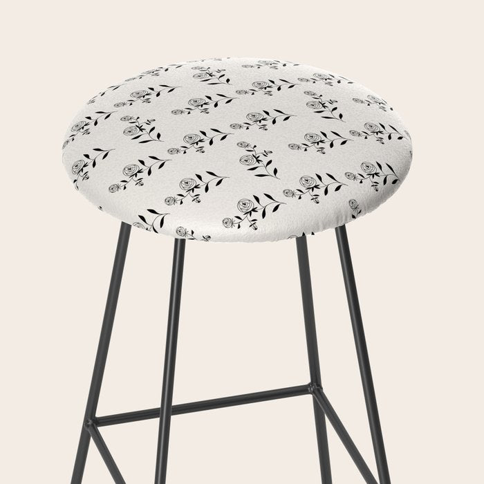 Abstract Rose Pattern - Black and Ivory Stool Gallery Image 2
