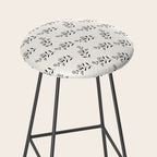 Abstract Rose Pattern - Black and Ivory Stool Gallery Image 2