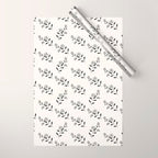 Abstract Rose Pattern - Black and Ivory Wrapping Paper Gallery Image 1