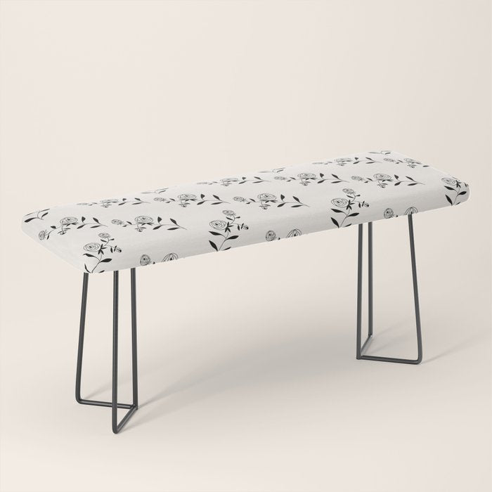 Abstract Rose Pattern - Black and Ivory Bench Gallery Image 1