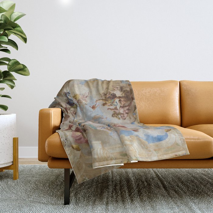 Ceiling Fresco Altenburg Abbey Mural Baroque Painting - The Harmony of Religion and Science Throw Blanket Gallery Image 1