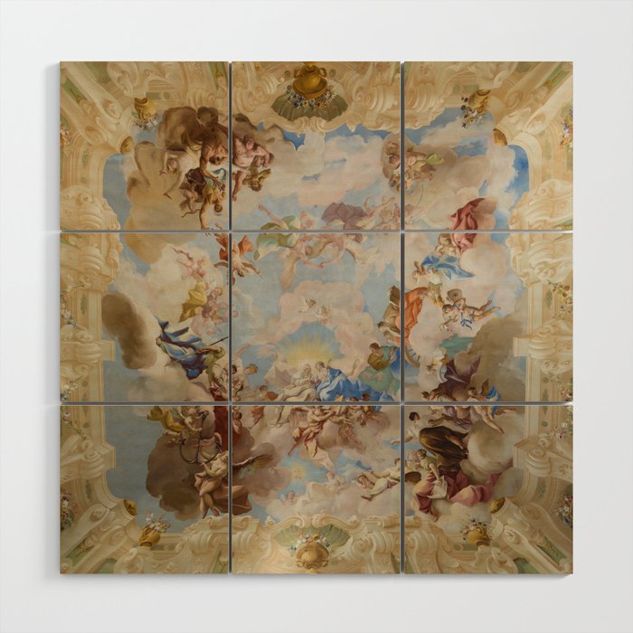 Ceiling Fresco Altenburg Abbey Mural Baroque Painting - The Harmony of Religion and Science Wood Wall Art Gallery Image 1