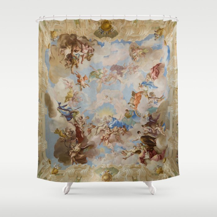 Ceiling Fresco Altenburg Abbey Mural Baroque Painting - The Harmony of Religion and Science Shower Curtain Gallery Image 1