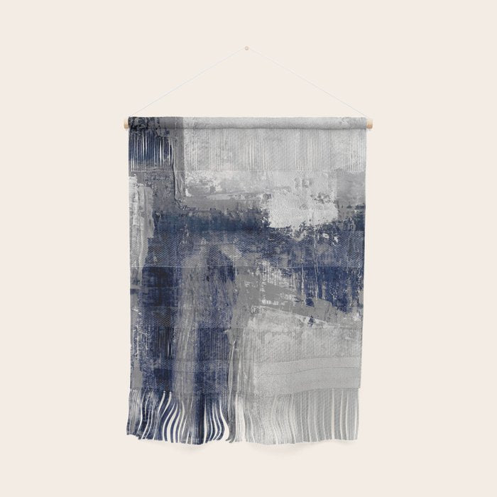 Blue and Gray Abstract Painting  Modern Textured Artwork Wall Hanging Gallery Image 1