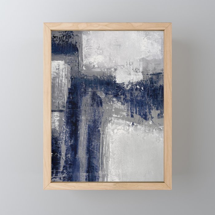 Blue and Gray Abstract Painting  Modern Textured Artwork Mini Art Print Gallery Image 1