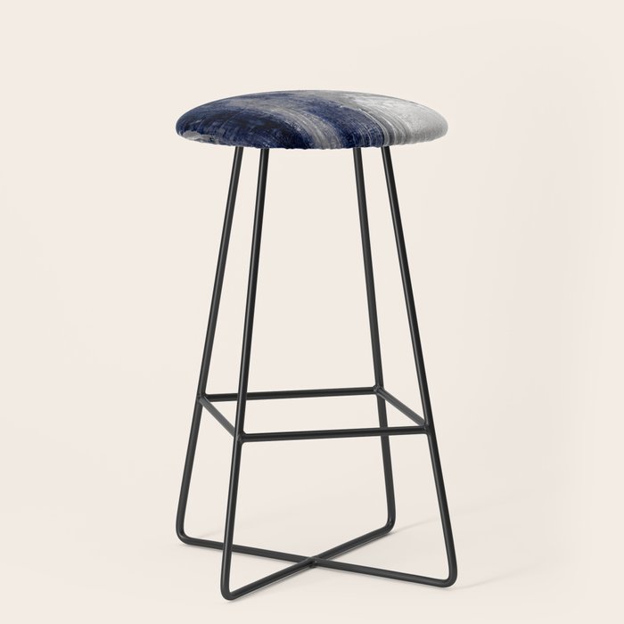 Blue and Gray Abstract Painting  Modern Textured Artwork Stool Gallery Image 1