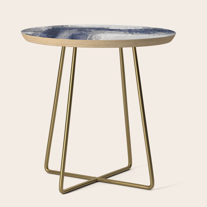 Blue and Gray Abstract Painting  Modern Textured Artwork Side Table Gallery Image 1