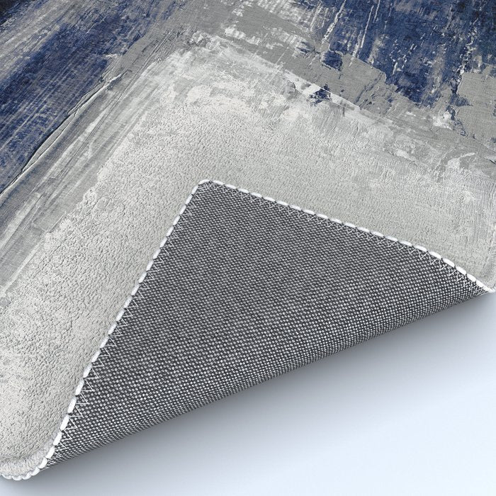 Blue and Gray Abstract Painting  Modern Textured Artwork Rug Gallery Image 4