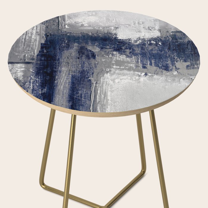 Blue and Gray Abstract Painting  Modern Textured Artwork Side Table Gallery Image 2