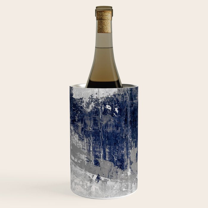 Blue and Gray Abstract Painting  Modern Textured Artwork Wine Chiller Gallery Image 3