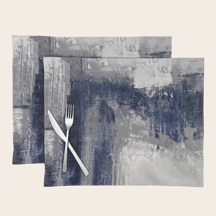Blue and Gray Abstract Painting  Modern Textured Artwork Placemat Gallery Image 1