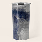 Blue and Gray Abstract Painting  Modern Textured Artwork Travel Mug Gallery Image 1