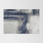 Blue and Gray Abstract Painting  Modern Textured Artwork Rug Gallery Image 2