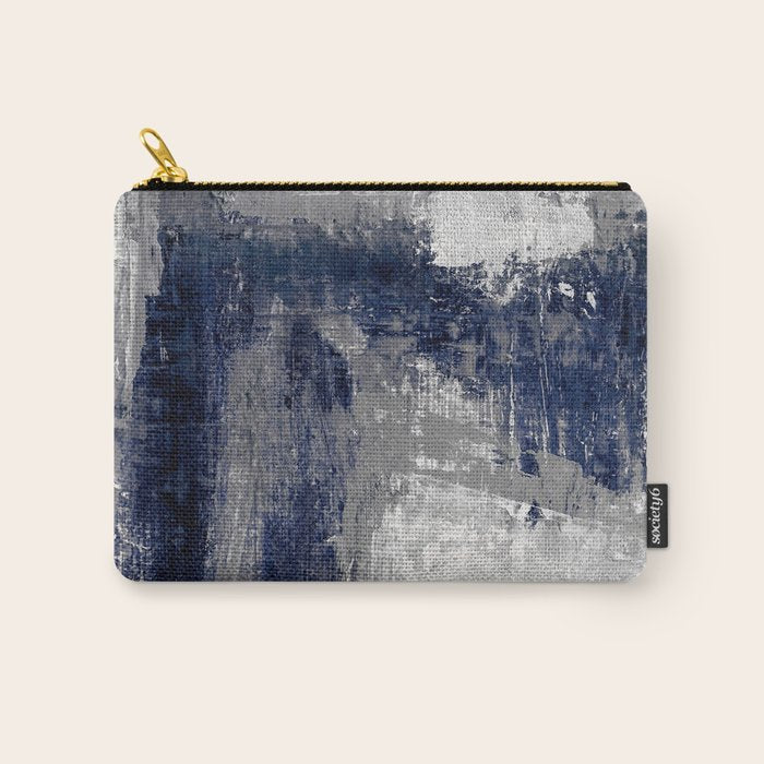 Blue and Gray Abstract Painting  Modern Textured Artwork Carry All Pouch Gallery Image 1