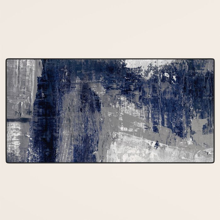 Blue and Gray Abstract Painting  Modern Textured Artwork Desk Mat Gallery Image 3