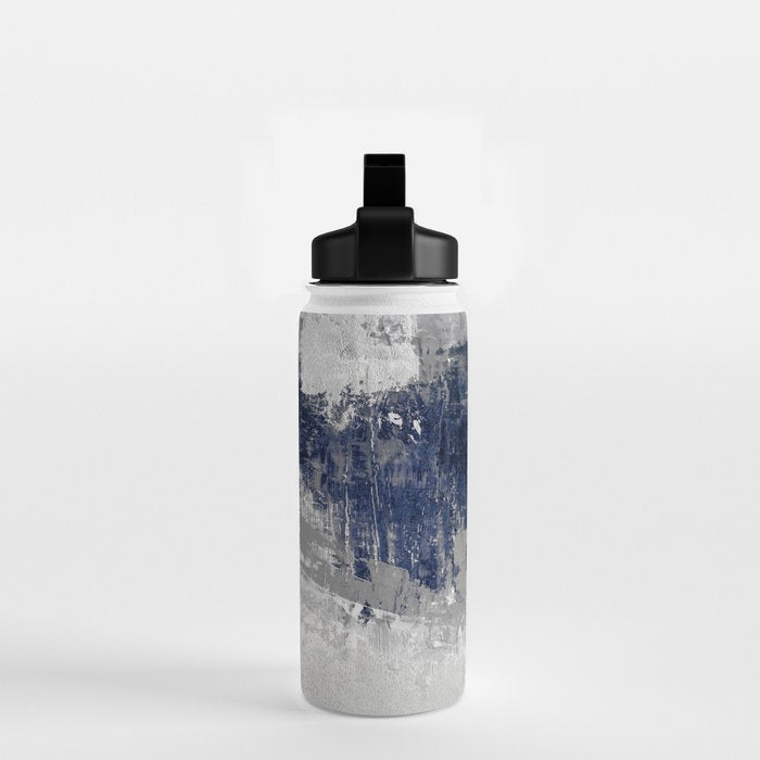 Blue and Gray Abstract Painting  Modern Textured Artwork Water Bottle Gallery Image 2