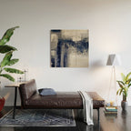 Blue and Gray Abstract Painting  Modern Textured Artwork Wood Wall Art Gallery Image 2