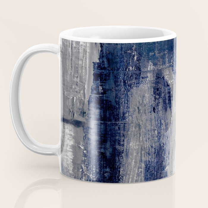 Blue and Gray Abstract Painting  Modern Textured Artwork Coffee Mug Gallery Image 3