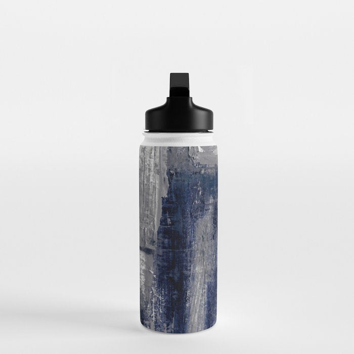 Blue and Gray Abstract Painting  Modern Textured Artwork Water Bottle Gallery Image 3